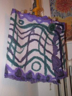 white-purple-green casheur, wool and silk